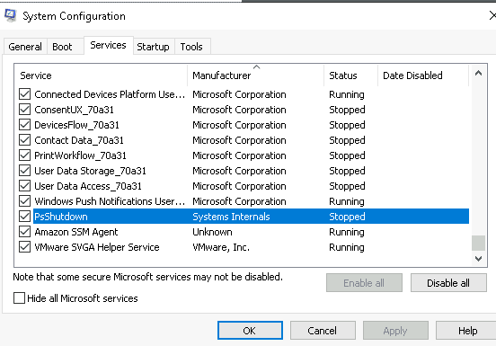 What is the Name of the Service That Lists Systems Internals As the Manufacturer?